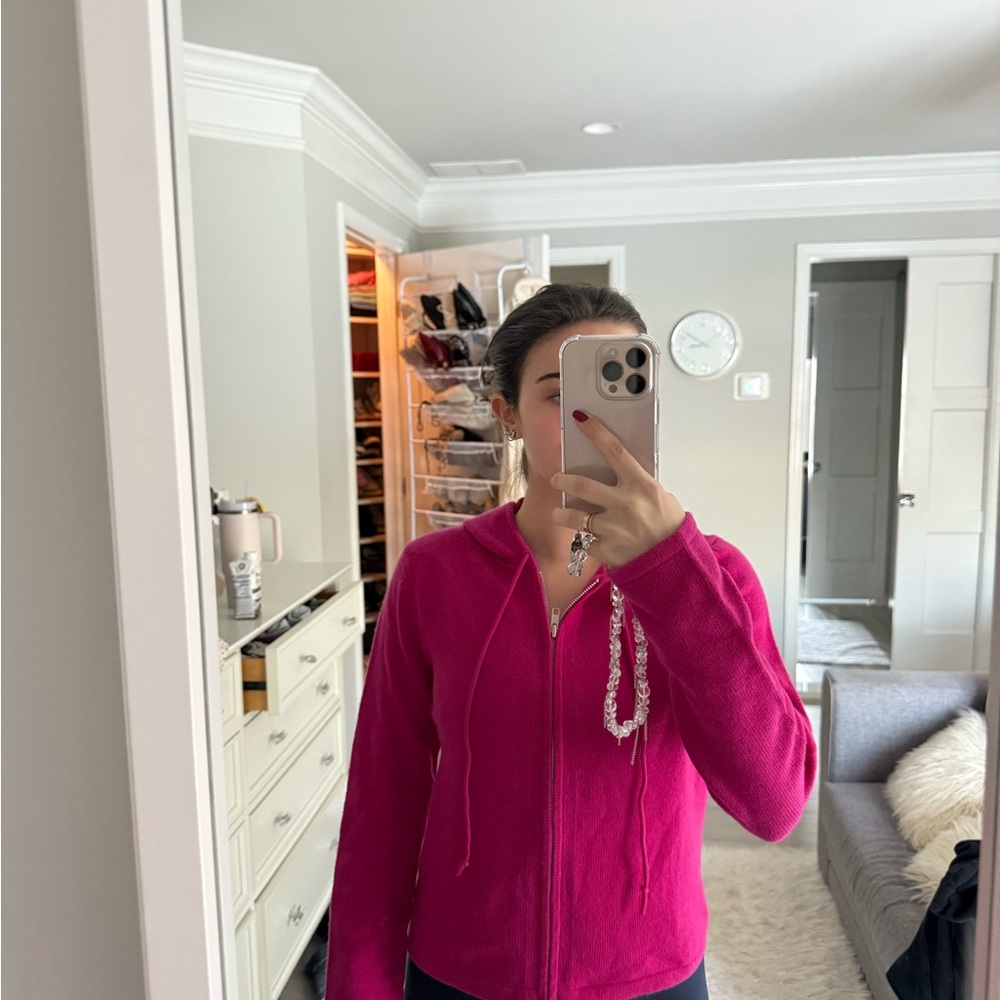 Pink Zip-Up cashmere Hoodie